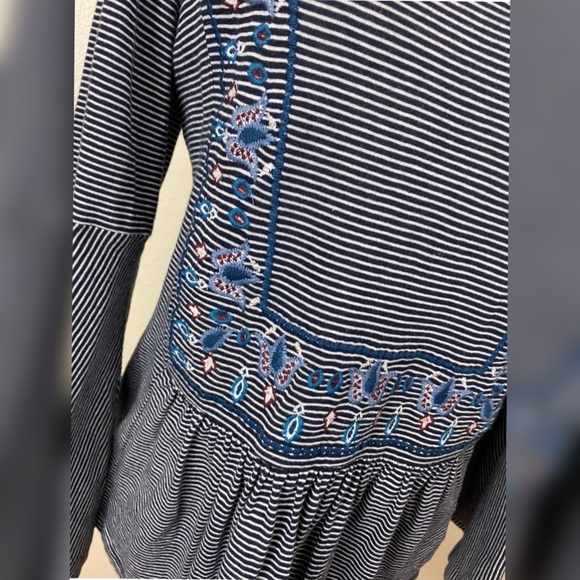 Loft Embroidered Striped Bell Sleeve Top - Picture 5 of 9